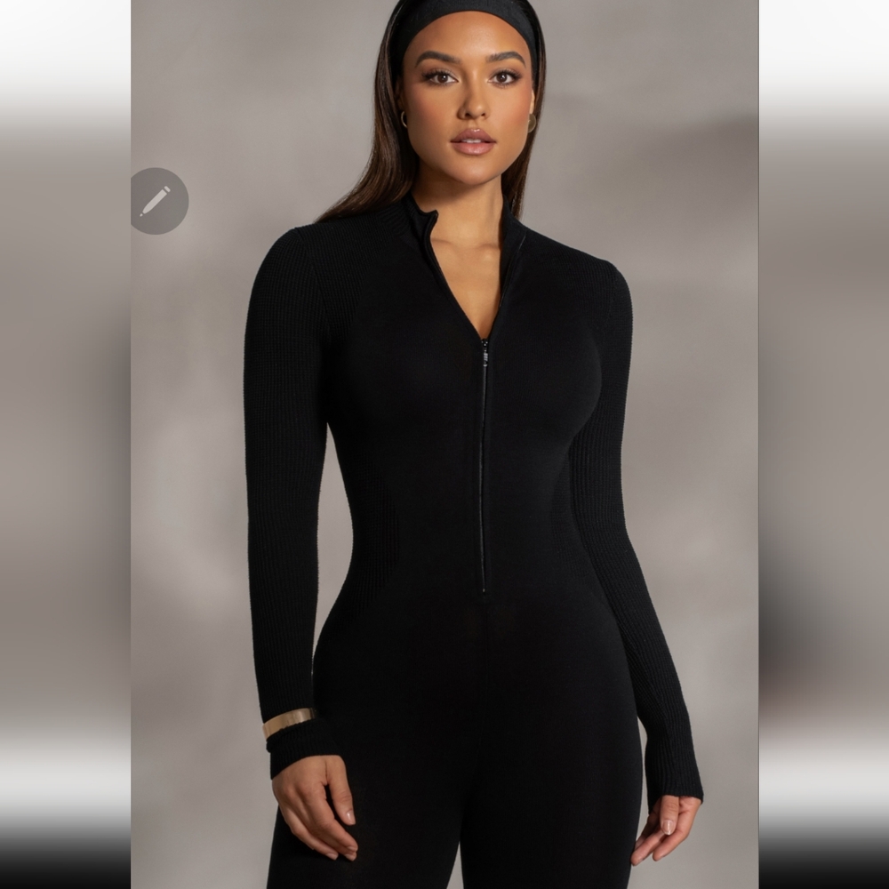 Black Kris Front Zipper Jumpsuit